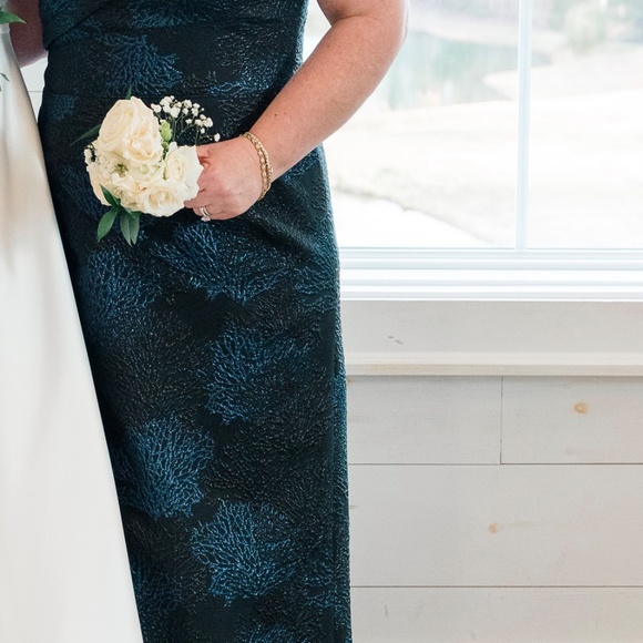 Rickie Freeman for Teri Jon Off-Shoulder Jacquard Column Gown size 14 - Picture 8 of 8